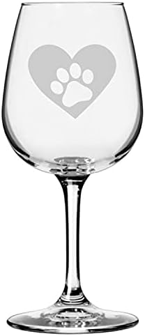 Paw Heart 4 Puppy Love Paw Prints Etched 12.75oz All Purpose Wine Glass