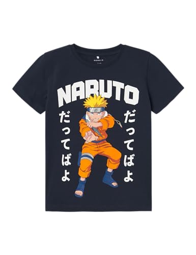 NAME IT NKMMACAR Naruto SS Top Noos Sky Camiseta, Dark Sapphire, 158-164 para Niños