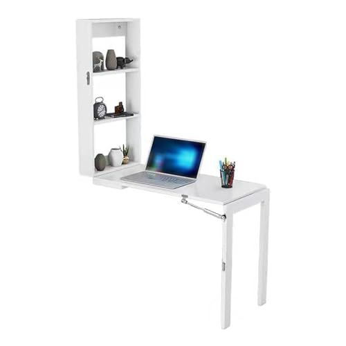 KUKIXKK Mesa Plegable Pared Cocina, mesas Plegable Salon, Mesas auxiliares de salón con Estante de Almacenamiento, Mesa de Comedor para Espacios Pequeños(Wit,90x45x75cm)