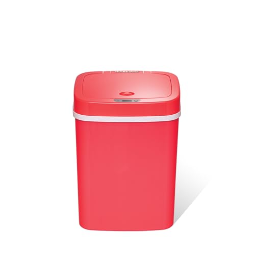Image of Ninestars DZT-12-5RS Automatic Touchless Infrared Motion Sensor Trash Can, 3 Gal 12 L, ABS Plastic (Rectangular, Rose) Trashcan