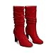 DREAM PAIRS Slouch Boots for Women Mid Calf, Women's Fashion Almond Toe High Heel Fall Winter Dressy Boots,Size 7,Red-Suede,SDMB2407W