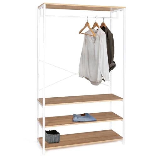 IDMarket - Dressing large L. 100 cm DETROIT design industriel bois et métal blanc