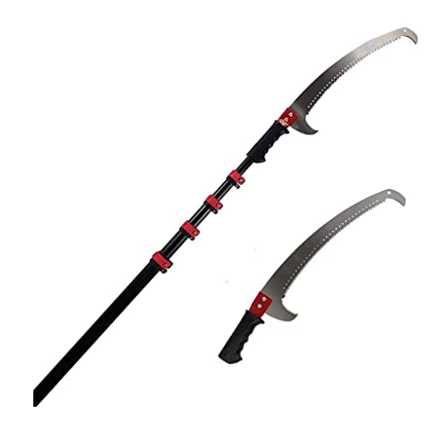 Telescopic Pruning Saw with Curved Tree Saw Extendable Telescopic Rod Saw 24FT/7.2M for Pruning and Trimming Branches Cutting Leaves Garden Landscaping Fruit Tree Saw Gardening Tool