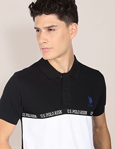 Image of U.S. POLO ASSN. Solid Slim Fit Polo T Shirts for Men - 100% Cotton, Half Sleeves Mens Tshirt - XL, Black and White