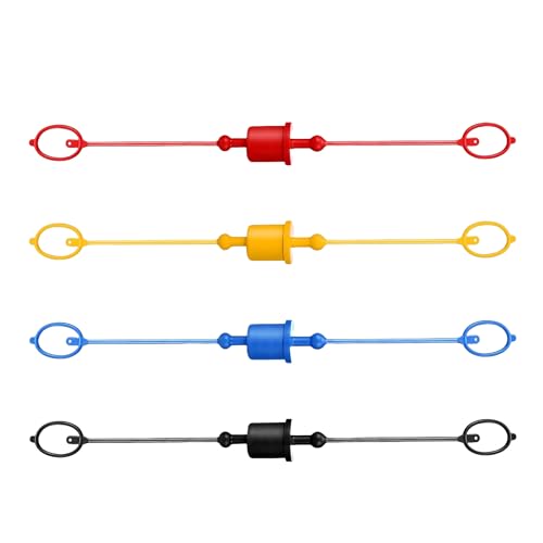 Image of 4 Sets 1 /2 Inch Hydraulic Dust Caps & Plugs - PVC Hydraulic Quick Disconnect Port Plug Fittings, Male Dust Cap + Female Plug Cover for Flat Face Couplings (Red, Yellow, Blue, Black)