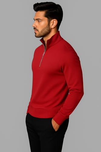 Image of Mack Jonney Men's Fleece Half-Zip High Neck Sweatshirt | Warm & Stylish Winter Wear -M4380