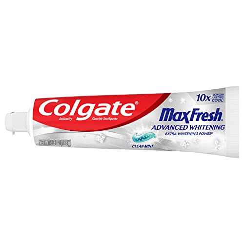 Colgate Max Fresh Toothpaste, Advanced Whitening Toothpaste With Mini Breath Strips, Clean Mint Toothpaste For Bad Breath, Helps Fight Cavities, Whitens Teeth, And Freshens Breath, 6.3 Oz Tube #TOP5