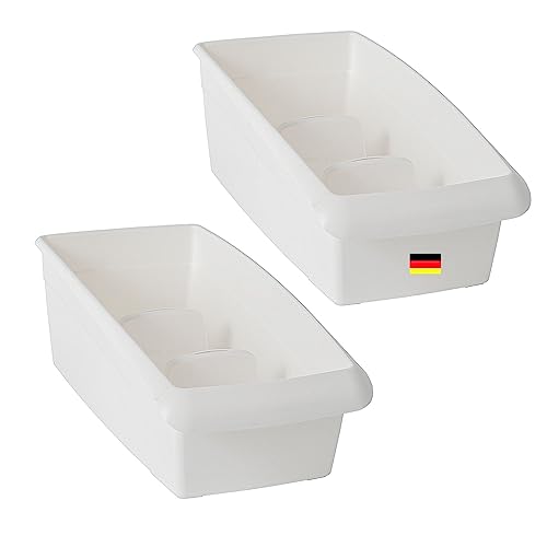 Novaliv Suppentütenbox klein 2er Set Schubladen Organizer Küche - 25 x 12 cm WEISS Gewürzaufbewahrung Box - Ordnungssystem für Schubladen - Aufbewahrung & Organisation für Dressing & Backzutaten