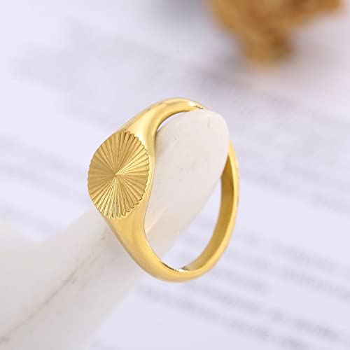 Stainless Steel Sun Burst Statement Ring 18K Gold Plated Signet Rings Sunshine Jewelry Minimalist Sunbeam Ring3