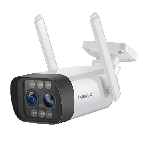 HeimVision 4MP Security Camera Outdoor, Dual-Lens Ultra HD, Wi-Fi Security Camera with Floodlights, Color Night Vision, 2-Way Audio, Sound, Motion Detection & Alerts, Weatherproof, Protect B2