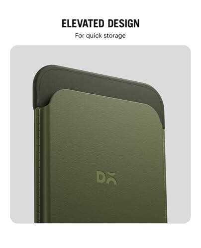 Image of DailyObjects Leather Magnetic Wallet Card Holder | Designed for MagSafe Compatible with iPhone 16, iPhone 15, iPhone 14, iPhone 13, iPhone 12 Models | Premium Design | Full-Grain Leather - Green-Olive