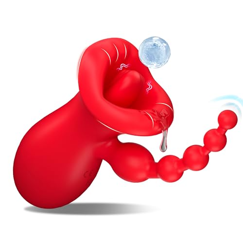 Jinqian Neu Vibration für Frau Analvibrator mit 10 Vibrationmodi & 3 Bissfunktion, Rot Vibratoren für Klitoris Brustwarze Anus Stimulator für Sie, G Punkt Vibratorensets Sex Toys für Frauen