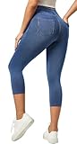 IUGA Jeggings for Women Pull On Capri Jeans Stretchy Jean Capris High Waisted Denim Capri Leggings Casual Pants with Pockets