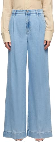 Jean plissé Hana 7 for All Mankind Bleu Clair denim haut de gamme