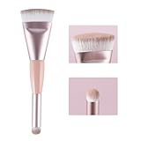 Dual Ended Foundation Brush, Flat Professional Makeup Brush. Vegan synthetic makeup brush ideal for Flawless Blending and Application of Liquid, Powder, Cream, Blush