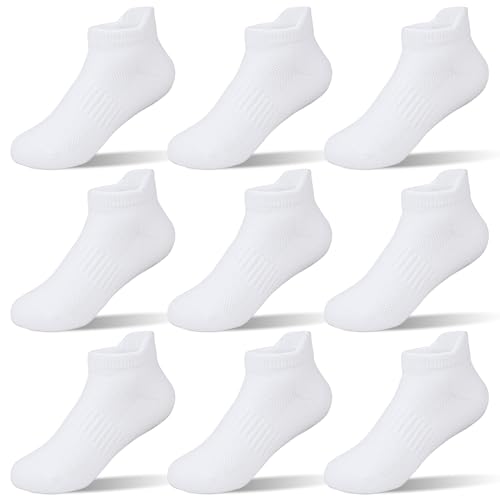 Boys Girls Ankle Socks: 9 Pairs Cotton Athletic Socks for Kids