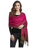Paskmlna Border Pattern Double Layered Reversible Woven Pashmina Shawl Scarf Wrap Stole (#06)