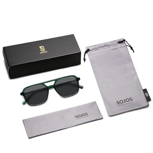 Image of SOJOS Retro Aviator Sunglasses for Women Men,Trendy Rectangle Womens Mens Shades Sun Glasses SJ2202