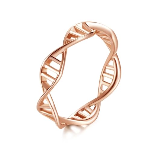 Bague ADN double hélice en or rose pour femme et homme