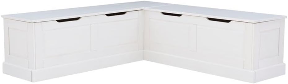Riverbay Furniture Backless Wood Corner Kitchen Breakfast Nook Bench, with Hidden Storage, in White (Bench Only)