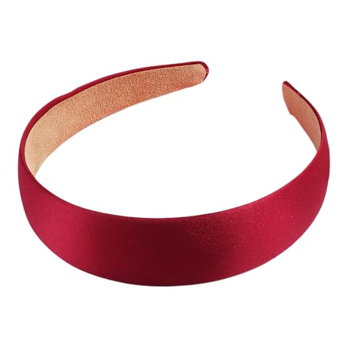 Serre-tête à cheveux de 3 cm de large, couleur unie, enveloppé de tissu, doux au toucher, polyvalent, rouge