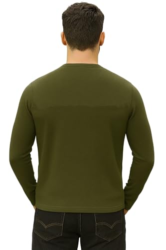 Image of RodZen Men's Cotton Blend Full Sleeve Solid Henley T Shirts
