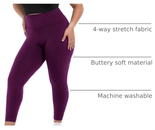 Image of SINOPHANT Plus Size Leggings for Women, High Waisted Tummy Control Buttery Super Soft Black Yoga Pants for Workout Running