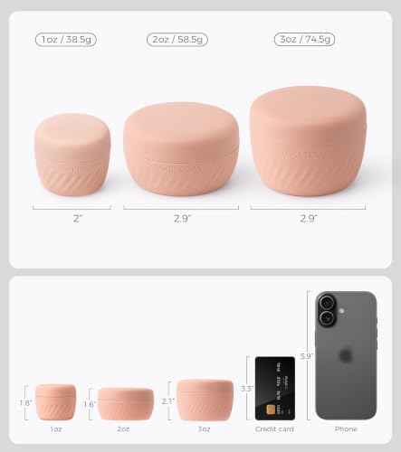 Image of TakeToday Travel Containers for Toiletries, 2 & 3oz, 4 Pack, Apricot | Air Travel Leak-Proof, TSA Approved, Silicone Jars with Lid, for Cosmetics & Toiletries