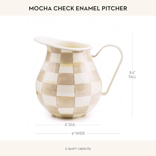 Image of MACKENZIE-CHILDS Pitcher with Spout, Brown-and-White Mocha Check