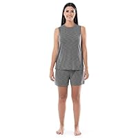 Fruit of the Loom Women's Breathable Tank Top and Short 2 Piece Sleep Set, Heather Grey, X-Large