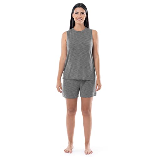 Fruit of the Loom Women's Breathable Tank Top and Short 2 Piece Sleep Set, Heather Grey, Small - image 1