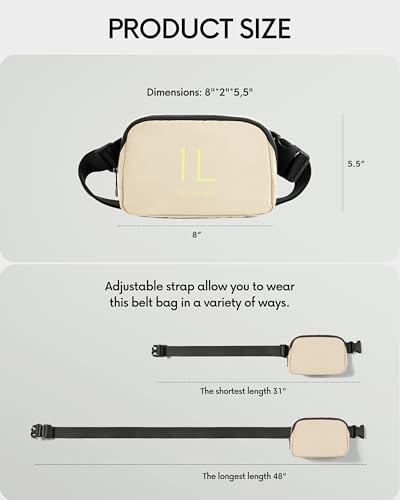 Image of ODODOS Unisex Mini Belt Bag with Adjustable Strap Small Fanny Pack for Workout Running Traveling Hiking, Ivory Black