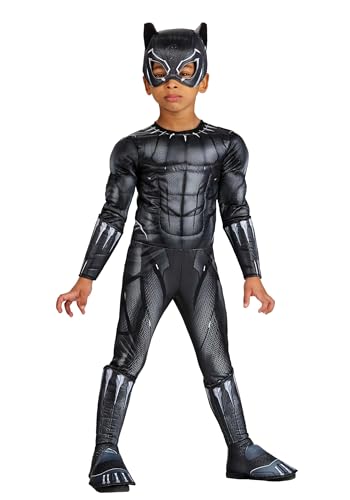 Toddler Deluxe Avengers Black Panther Costume | Jumpsuit with Mask and Shoe Covers Superhero Dress Up 4T