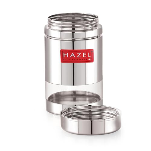Image of HAZEL Stainless Steel See Through Transparent Container | Kitchen Air Tight Storage Dabba Containers Set of 6, 600 ML