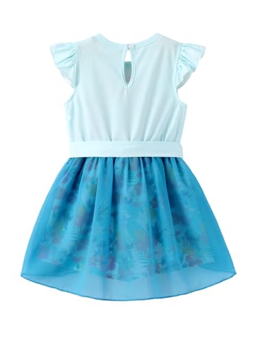 Image of Disney Princess Frozen Elsa Minnie Mouse Stitch Toddler Girl Romper With Skirt Overlay Summer Jumpsuit with Bow 2-6 Years