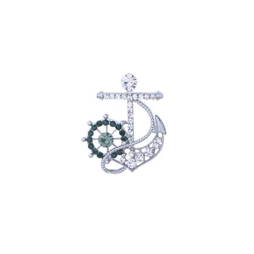 Image of Personality Pearl Crystal Anchor Fashion Brooch Pin Women's Clothing Accessories Jewelry Crystal Boat Anchor Brooch Rudder Brooch Pin