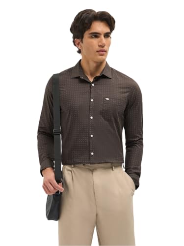 Image of THE BEAR HOUSE Men's Blue Tailored Fit Full Sleeve Cotton Printed Shirt