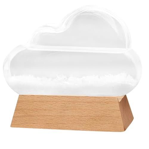 Tormenta de tormenta Fusoraje de meteorología forma de nube de tormenta Predictor de clima de vidrio con base de madera Decorativa del hogar Estación meteorológica Ornamento para la oficina Deco