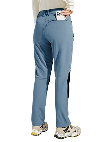 WILLIT Damen Schneehose Thermohose Gefüttert Wanderhose Fleece Wasserdicht Softshellhose Skihose Warm Trekkinghose Winter Outdoorthose Isoliert Kaltes Wetter Dunkelblau M