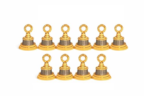 Wonderlist Handicrafts Elephant Camel Cow Brass Bells 2 inches Height 1.5 inches Dia Indian Vintage Style Decor Assorted 2 inches Brass Bells (Golden-Silver, 10), BL-HC345