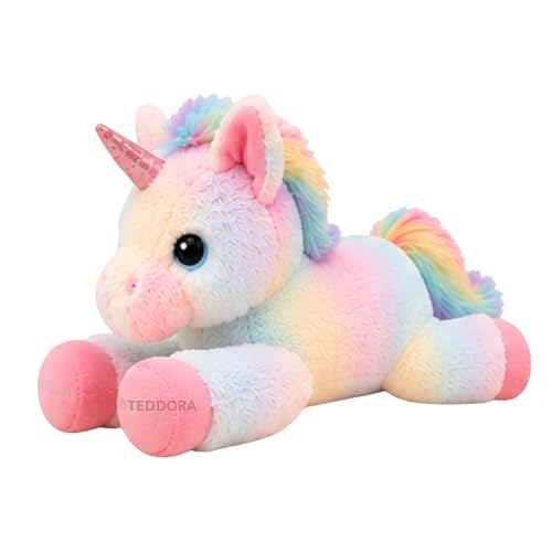 Image of Giant Rainbow with Glitter Eyes Unicorn Soft Toy for Girls Boys Kids,Multicolor,Unicorn Animal Plush Stuffed Baby Teddy Gift Birthday, 55 cm