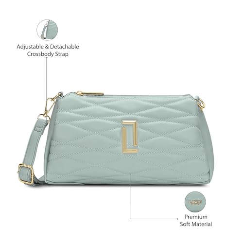Image of Lavie Luxe Women's Lucie Quilted 3-Compartment Medium Crossbody Sling Bag | Ladies Purse Handbag | Gift for Women