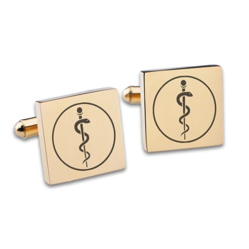 Mancuernillas Rod de Asclepio para médico miniatura 1