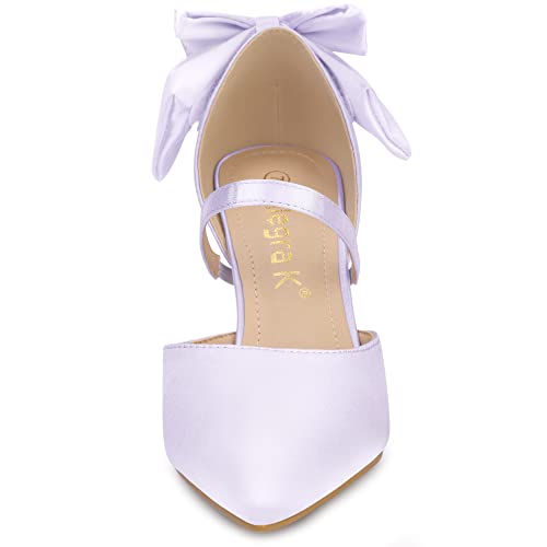 Allegra K Women's Pointed Toe Bow Satin Stiletto Heels Pumps3
