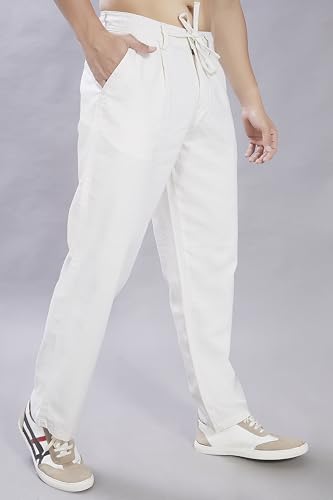 Image of DIVISIVE Men's Relaxed Fit Front Pleated Cotton Linen Blend Trousers
