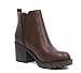 Soda ORIGAMI ~ WOMEN LUG SOLE MID HEEL FASHION ANKLE BOOTIE W/DOUBLE ELASTIC GORE (7.5, Brown, numeric_7_point_5)