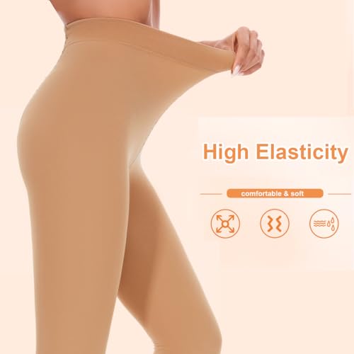 Image of DUCMODA Fleece Lined Tights for Women, Warm Thermal Winter Pantyhose, Soft Opaque Thick Leggings