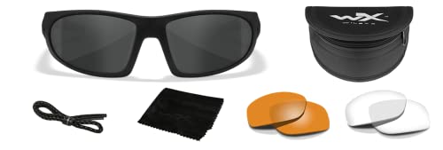 Image of Wiley X Romer 3 Sunglasses - Matte Black /Smoke Grey /Clear /Light Rust, Medium /Large