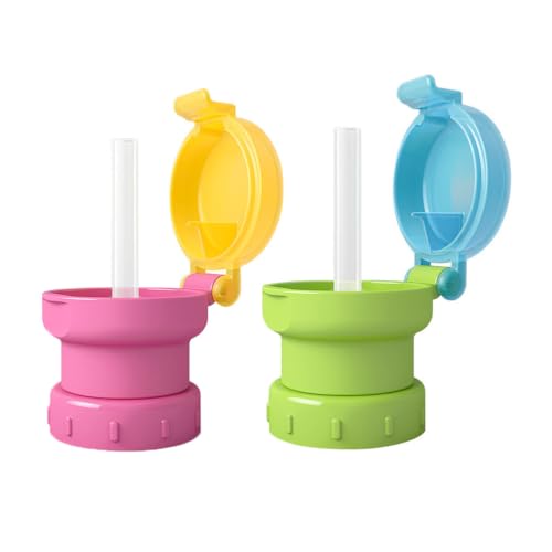 Sosoport 2-Pack Anti-Spill Straw Bottle Caps Soft Straw Sealed Juice Soda