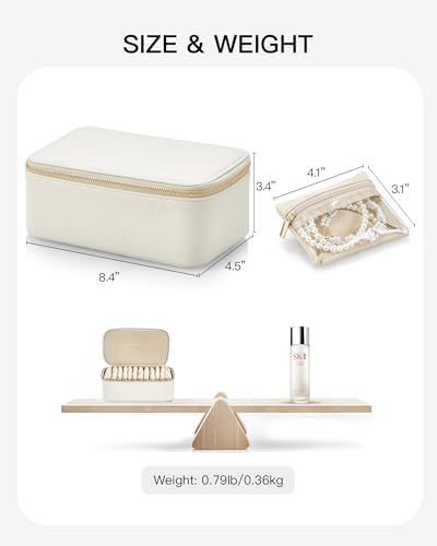 Vlando Travel Jewelry Case,Jewelry Box with 12 Velvet Jewelry Pouch Jewelry Travel Organizer for Women Girl Jewelry Case Necklace Rings Earrings Bags Wedding Gifts (White)4